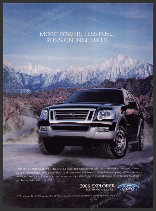 Ford Explorer 2000s Print Advertisement 2006 "More Power. Less Fuel" Ford