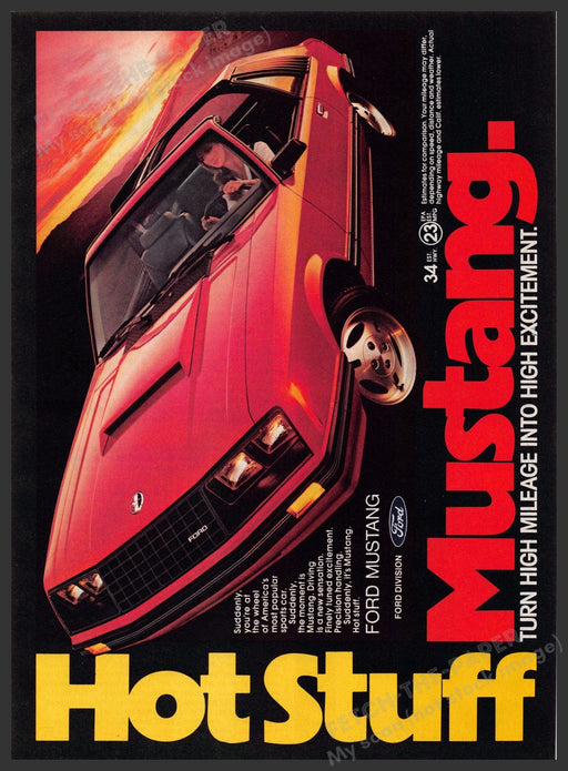 Ford Mustang 1980s Magazine Print Advertisement 1981 "Hot Stuff" Fetch-the-Paper