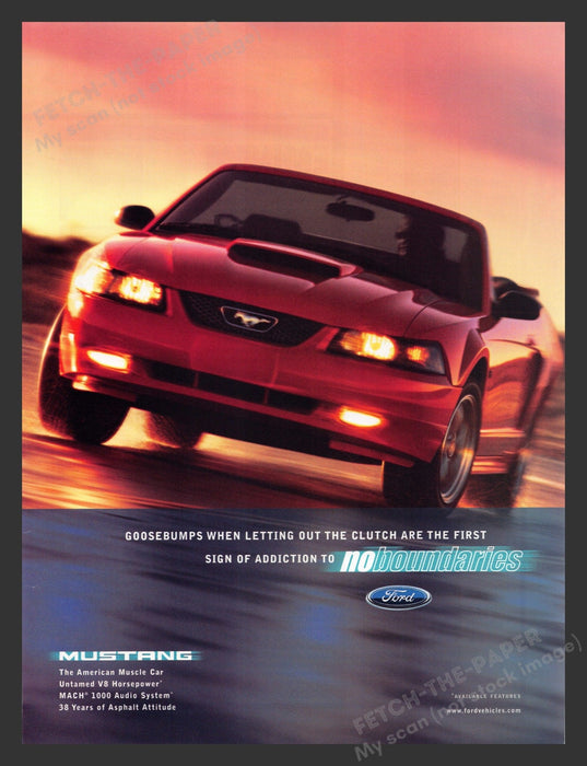 Ford Mustang 2000s Print Advertisement 2002 "No boundaries" Goosebumps Jeep