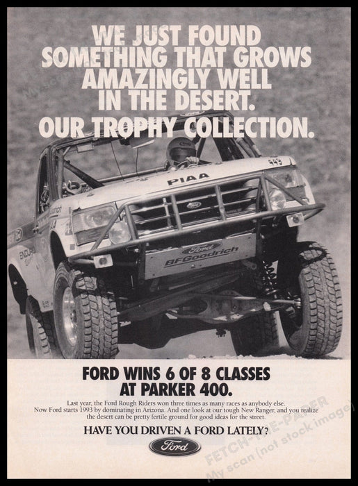 Ford Rough Riders New Ranger 1990s Print Advertisement Ad 1993 Parker 400 Fetch the Paper!