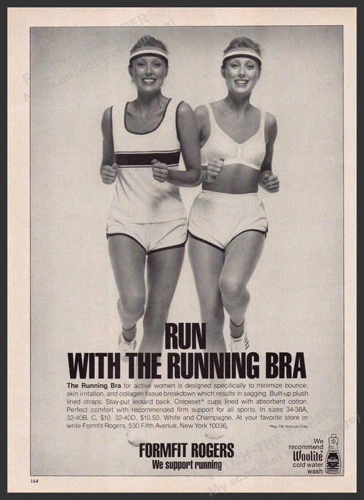 Formfit Rogers 1970s Print Advertisement 1979 Running Bra Twin Girls Legs Fetch-the-Paper