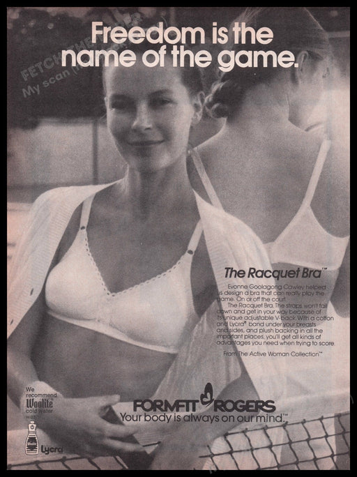 Formfit Rogers "The Raquet Bra" 1980s Print Advertisement Ad 1980 Fetch the Paper!
