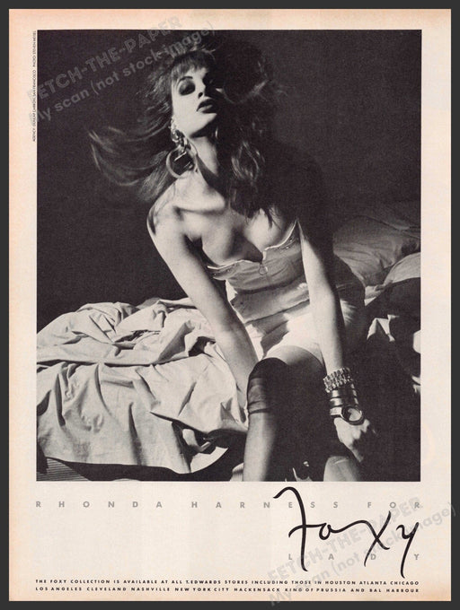 Foxy Lady Rhonda Harness 1980s Print Advertisement 1986 Stocking Legs Sassy Fetch-the-Paper