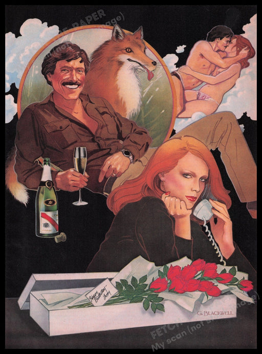 Foxy's Lair Illustration 1980s Print Advertisement Ad 1981 Fetch the Paper!