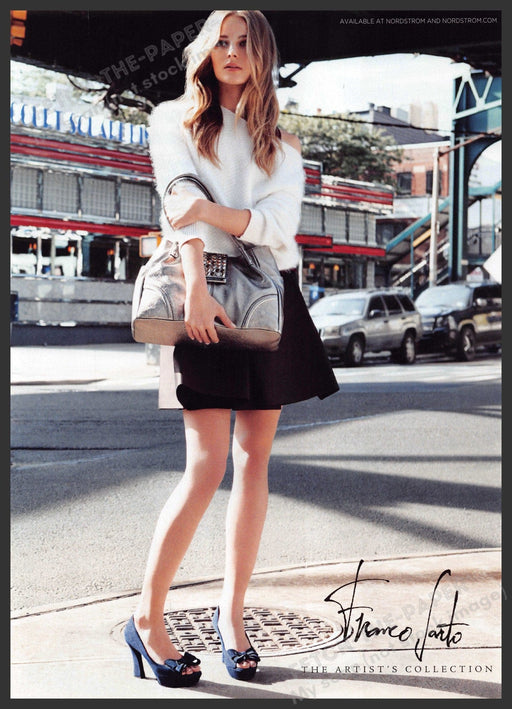 Franco Sarto 2010s Print Advertisement 2012 Legs City Street Diner Fetch-the-Paper