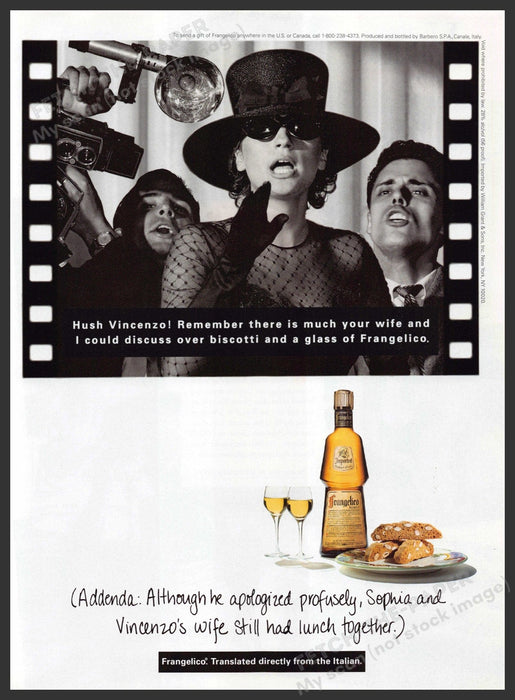 Frangelico 1990s Print Advertisement 1995 Sophia Yelling Frangelico