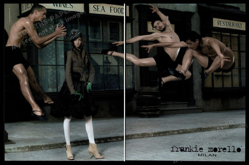 Frankie Morello 2000s Print Advertisement 2005 (2 pages) Male Leaping Dancers Fetch-the-Paper