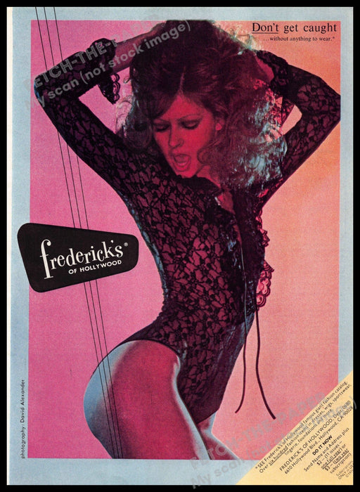 Frederick's of Hollywood 1970s Magazine Print Ad 1976 "Don't get caught" Frederick's of Hollywood