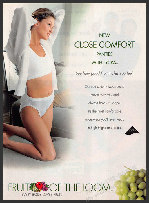 Fruit of the Loom 1990s Print Advertisement Ad 1998 Close Comfort Panties Fruit of the Loom