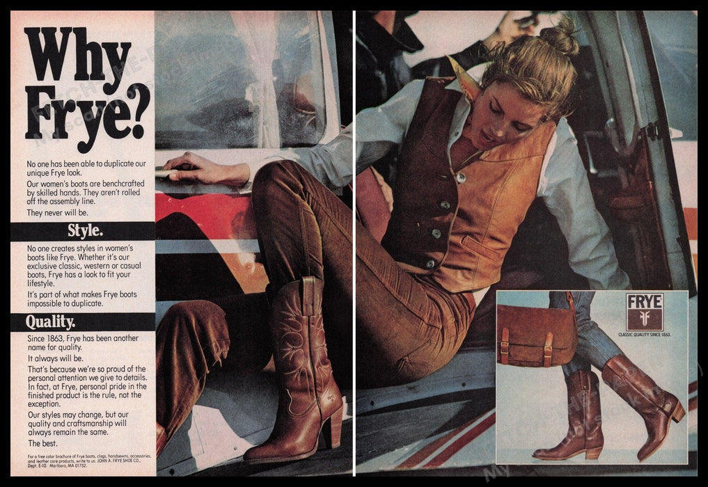 FRYE Cowboy Boots 1980s Print Advertisement (2 pages) 1980 Fetch the Paper!