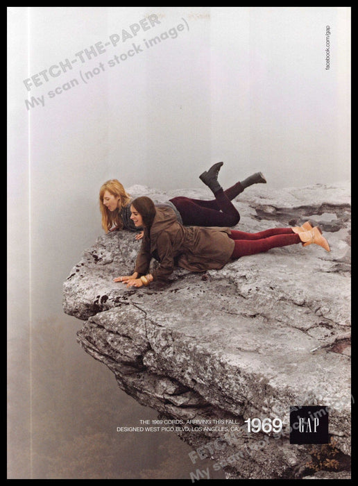 Gap 2010s Magazine Print Ad 2011 Girlfriends Legs Rock Outcropping Fog Gap