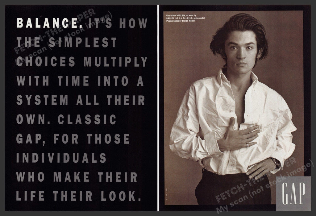 Gap Daniel de la Falaise 1990s Print Advertisement (2 Pg) 1992 Actor Fetch-the-Paper