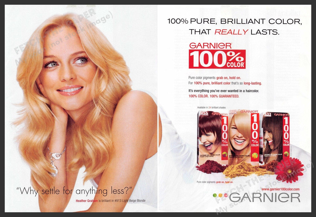 Garnier Heather Graham 2000s Print Advertisement (2 page) 2005 Hair Garnier