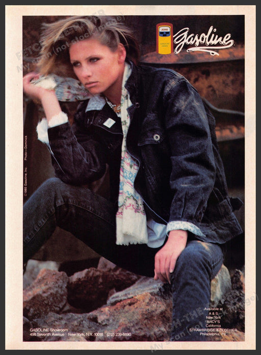 Gasoline 1980s Print Advertisement 1985 Jeanswear Jeans Coat Gasoline
