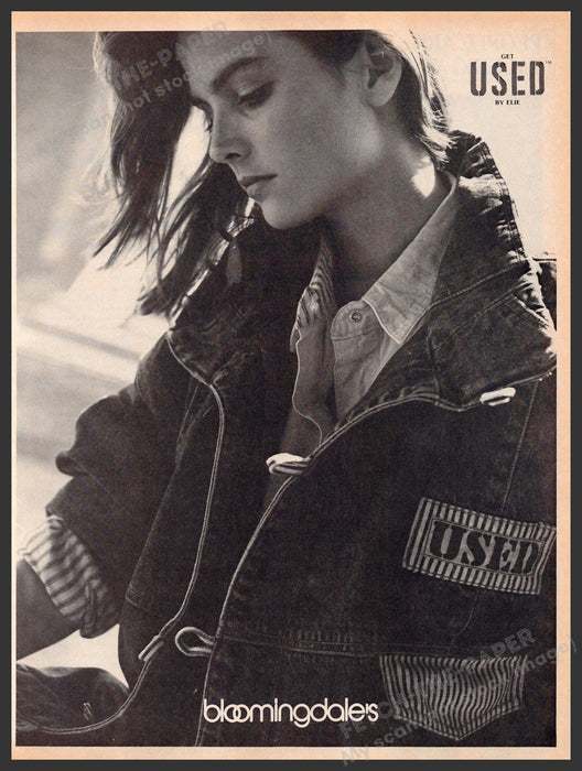 Get Used Clothing 1980s Print Advertisement 1986 Girl Denim Jacket Fetch-the-Paper