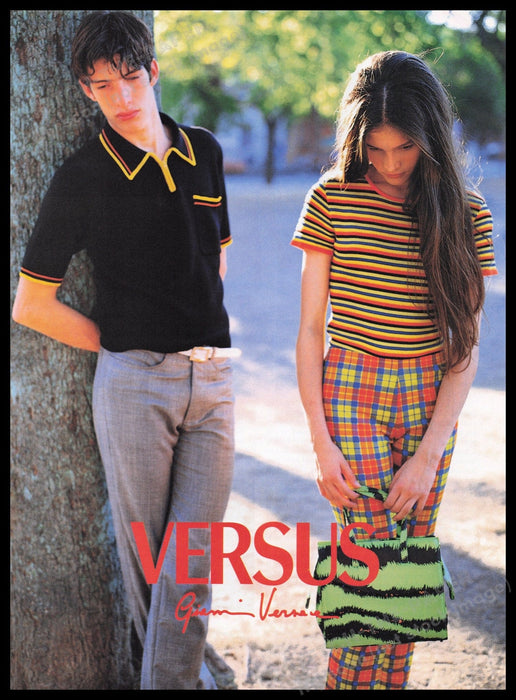 Gianni Versace 1990s Print Advertisement Ad 1996 Versus Young Couple Fetch the Paper!