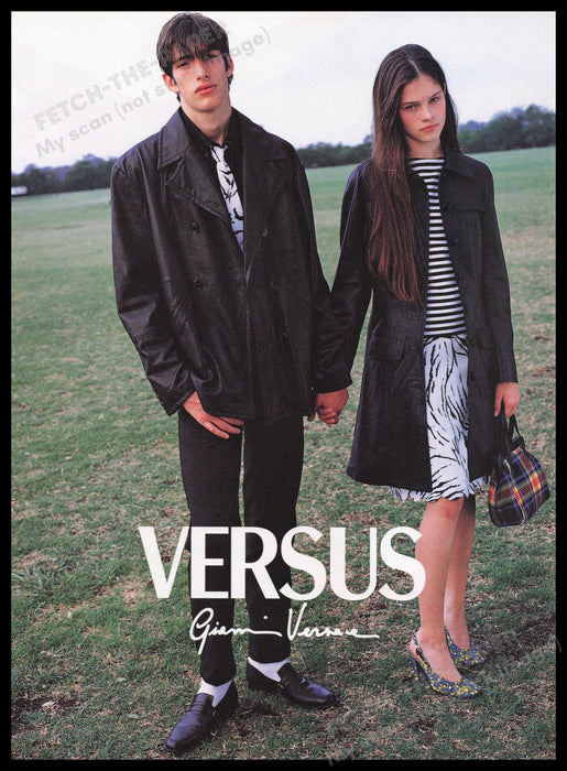 Gianni Versace Versus 1990s Print Advertisement Ad 1996 Young Couple Fetch the Paper!