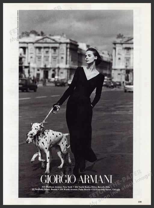 Giorgio Armani Clothing Dalmatain Dogs 1990s Print Advertisement Ad 1992 Fetch the Paper!