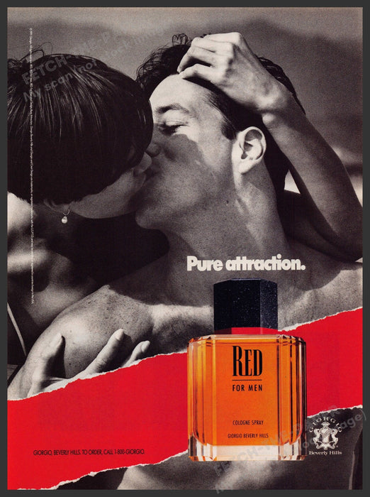 Giorgio Beverly Hills Red for Men Fragrance 1990s Print Advertisement Ad 1992 Fetch-the-Paper