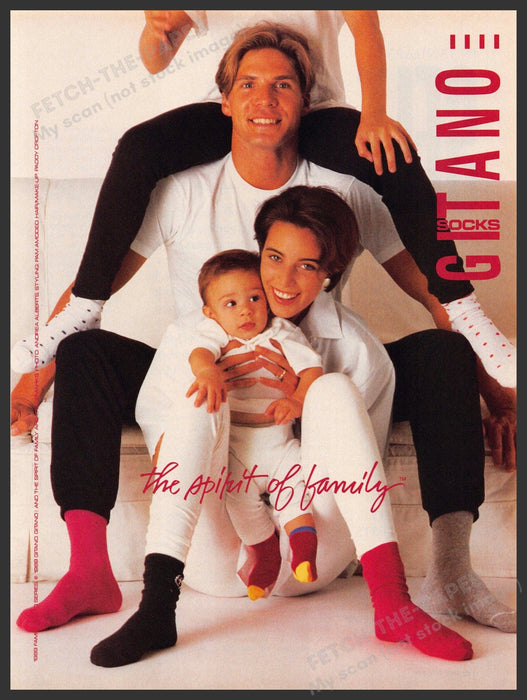 Gitano 1980s Magazine Print Advertisement 1989 Socks "The spirit of family" Gitano