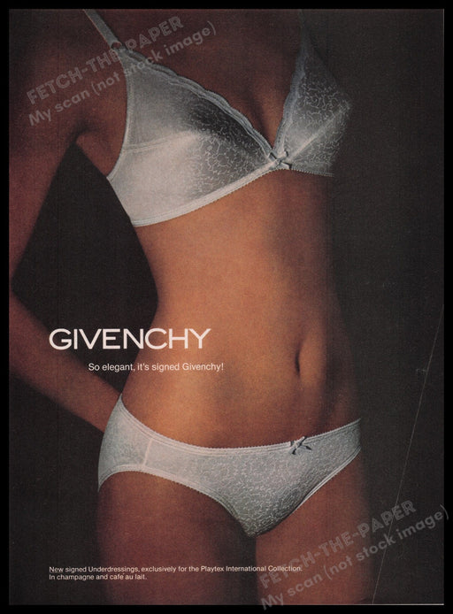 Givenchy 1980s Print Advertisement Ad 1980 Bra & Panties "So elegant" Fetch the Paper!