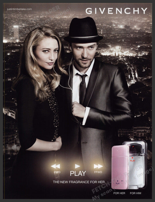 Givenchy "Play" Justin Timberlake 2010s Print Advertisement Ad 2010 Fragrance Fetch-the-Paper
