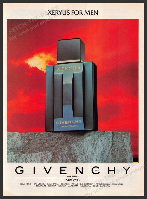 Givenchy Xeryus 1980s Print Advertisement 1987 Ad Promo (Not the cologne) Givenchy Xeryus