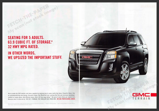 GMC Terrain 2010s Print Advertisement (2 pg) 2010 "Upsized the important stuff" GMC