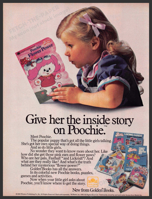 Golden Books 1980s Print Advertisement Ad 1983 Poochie Stories Reading Fetch-the-Paper