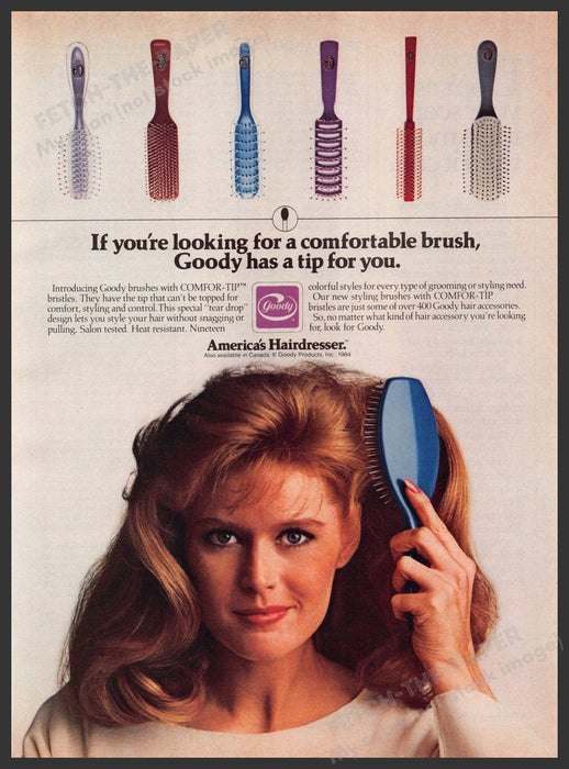 Goody 1980s Magazine Print Advertisement 1984 Hair Brush Comfortable Fetch-the-Paper