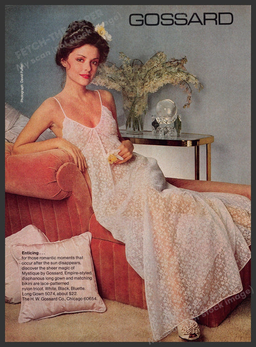 Gossard 1980s Magazine Print Ad 1981 Mystique Gown Lingerie Fetch-the-Paper
