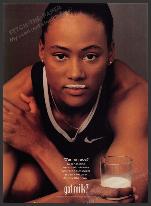 Got Milk? Marion Jones Olympic Sprinter Athlete 2000s Print Advertisement 2002 Fetch-the-Paper