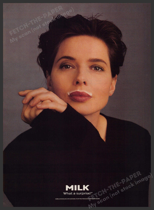 Got Milk Mustache Isabella Rossellini 1990s Print Advertisement 1995 Fetch-the-Paper