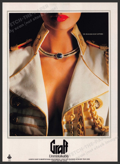 Graff Jewelry The Hkakabo Razi Sapphire 1980s Print Advertisement Ad 1982 UK Fetch the Paper!