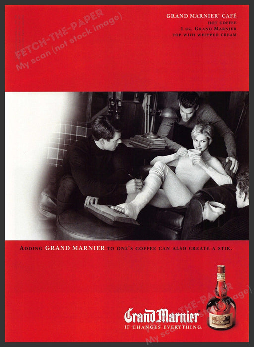 Grand Marnier 1990s Print Advertisement Ad 1998 Coffee Signing Leg Cast Grand Marnier
