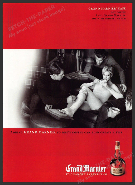 Grand Marnier 1990s Print Advertisement Ad 1998 Coffee Signing Leg Cast Grand Marnier