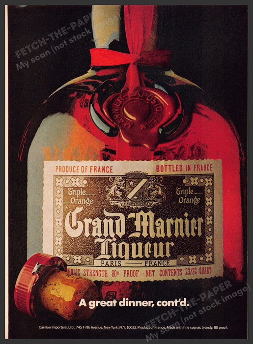 Grand Marnier Liqueur 1970s Print Advertisement 1976 "A great dinner cont'd" Fetch-the-Paper