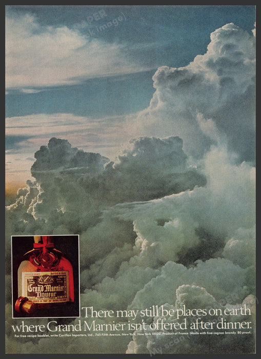 Grand Marnier Liqueur 1970s Print Advertisement 1979 In the Clouds Fetch-the-Paper