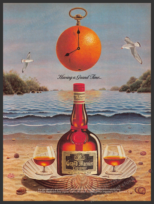 Grand Marnier Liqueur 1980s Print Advertisement 1986 "Having a grand time..." Fetch-the-Paper