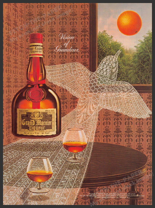 Grand Marnier Liqueur 1980s Print Advertisement Ad 1987 "Vision of grandeur" Fetch-the-Paper