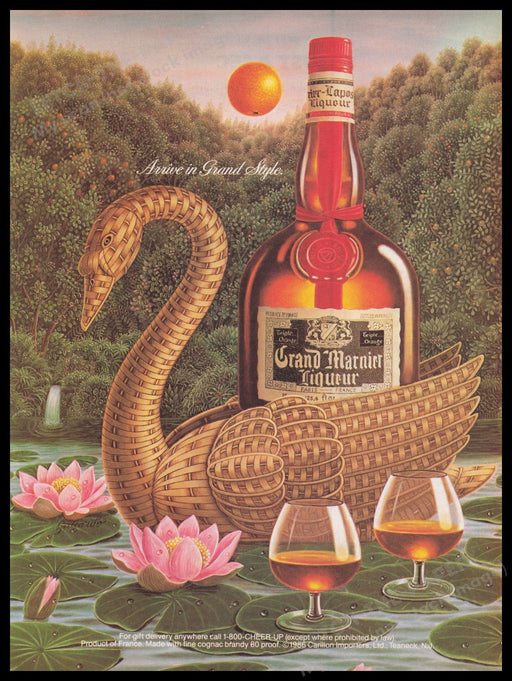 Grand Marnier Liqueur Swan 1980s Print Advertisement Ad 1988 Fetch the Paper!