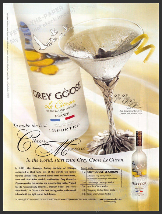 Grey Goose Le Citron 2000s Print Advertisement 2003 Fetch-the-Paper
