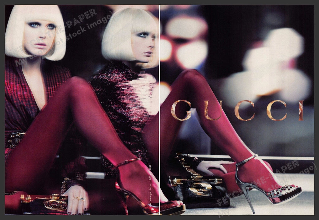 Gucci Shoes Fashion 2000s Print Ad (2 pgs) 2006 Legs Mirror Red Tights Gucci