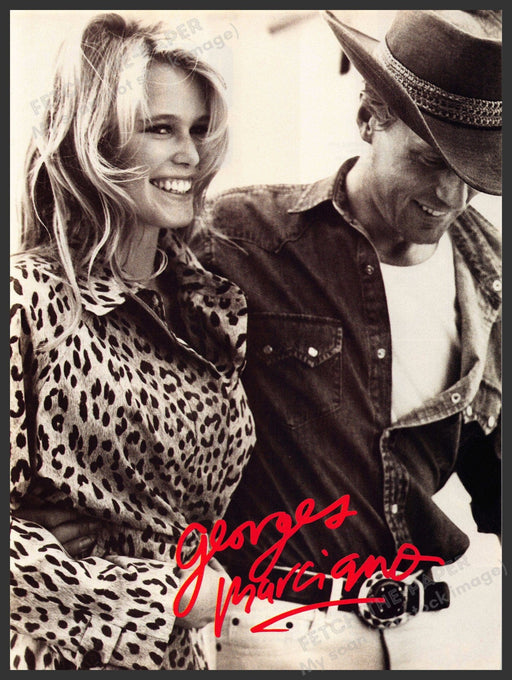 Guess 1980s Print Advertisement Ad 1989 Claudia Schiffer Leopard Jacket Guess