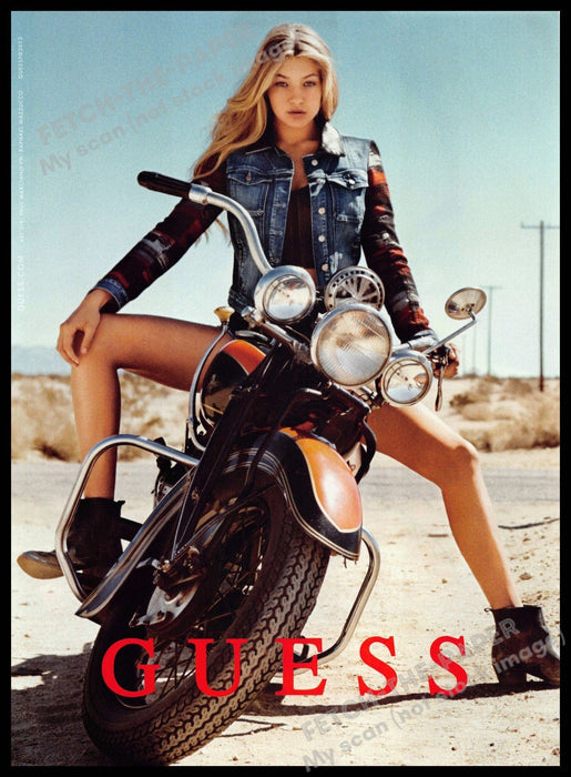 Guess 2010s Print Advertisement 2013 Gigi Hadid LONG Legs Motorcycle Guess