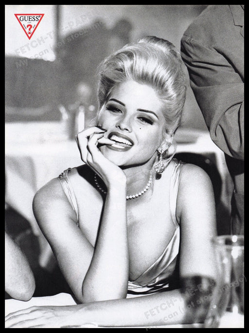 Guess Anna Nicole Smith 1990s Print Advertisement Ad 1993 Evening Dinner Fetch the Paper!