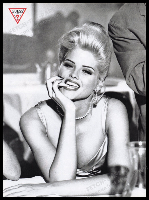 Guess Anna Nicole Smith 1990s Print Advertisement Ad 1993 Evening Dinner Fetch the Paper!