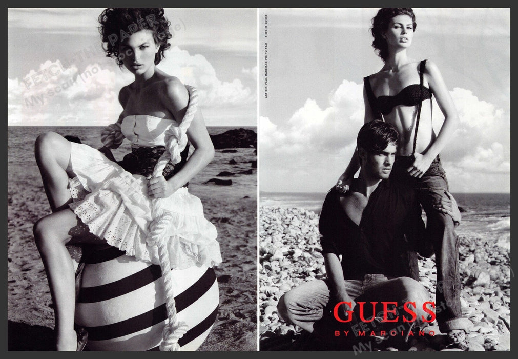 Guess by Marciano Line Ghost 2000s Print Advertisement (2 pgs) 2007 Beach Fetch-the-Paper