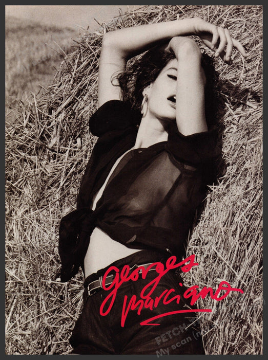 Guess Georges Marciano Carre Otis 1980s Print Advertisement Ad 1988 Hay See Thru Fetch-the-Paper