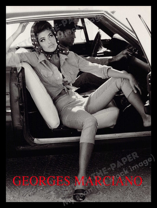 Guess Georges Marciano Shana Zadrick 1990s Print Advertisement Ad 1991 Car Legs Fetch-the-Paper